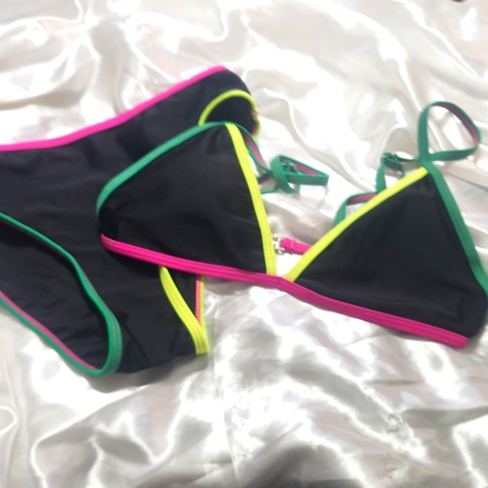 🎀Black color blocked Bikini